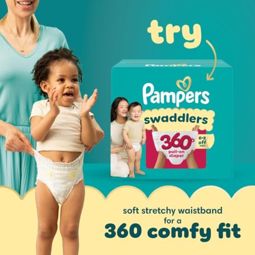PAMPERS SWADDLERS DIAPERS, SIZE 5 (20-37 LBS), 132 COUNT, ABSORBENT, KEEPS BABY DRY AND COMFORTABLE, SKIN SAFE DISPOSABLE BABY DIAPER (PACKAGING MAY VARY)