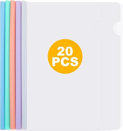 ASelected 20 Pcs A4 Report Covers with Sliding Bar 60 Sheet Capacity