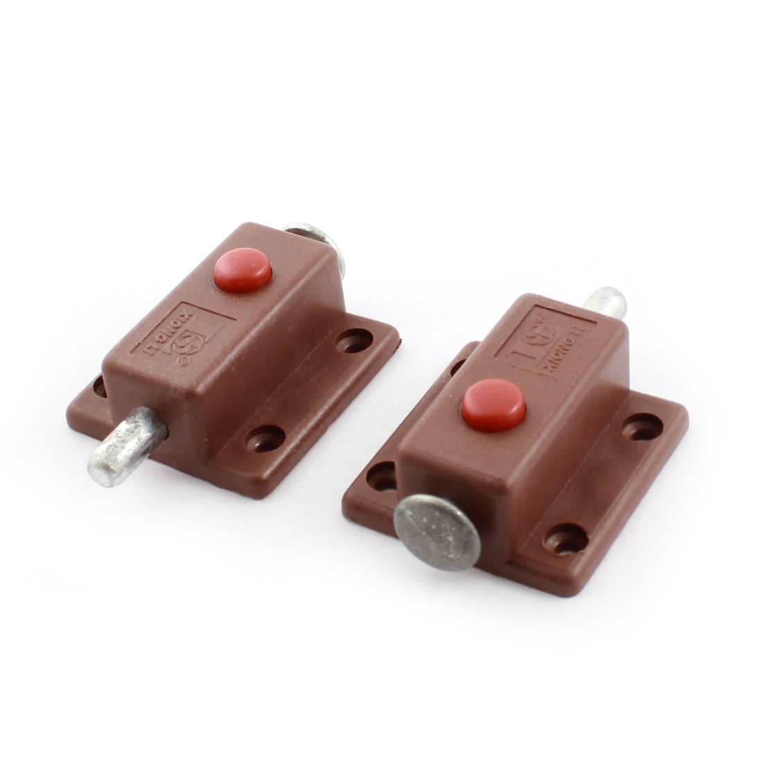 Sourcingmap 2Pcs Door Screw Mounted Brown Plastic Automatic Lock Barrel Bolt 27 x 30mm Hole Distance