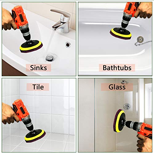 image for Power Scrub Pads Drill Attachment, GOH DODD 13 Pieces Cleaning Kit Sco
