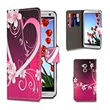 32nd® Design book PU leather wallet case cover for HTC One Max (T6), including screen protector and cleaning cloth - Love Heart