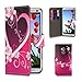 32nd® Design book PU leather wallet case cover for HTC One Max (T6), including screen protector and cleaning cloth - Love Heart