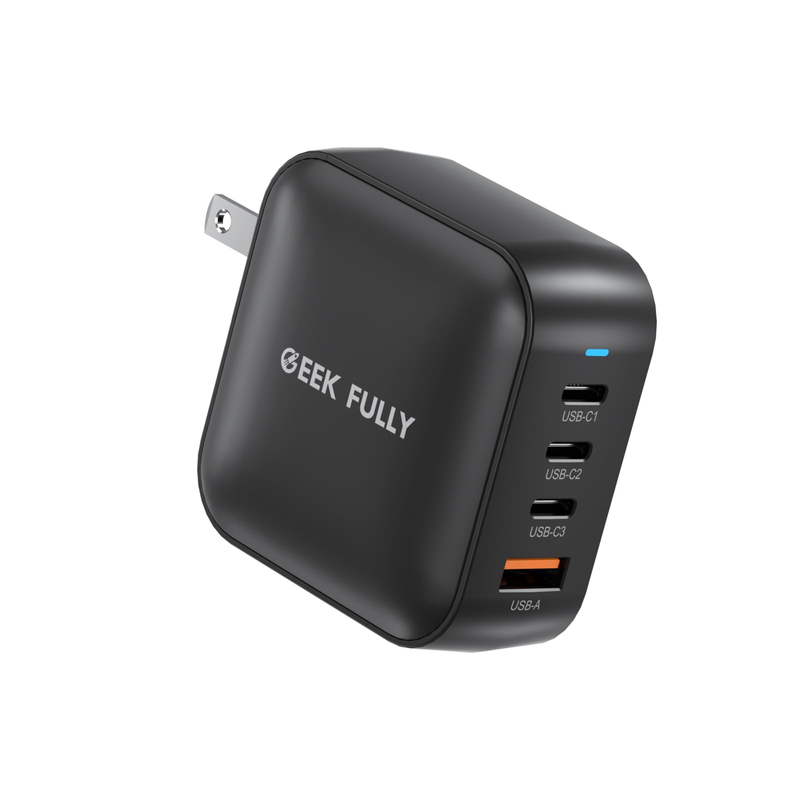 GEEK FULLY 200W GaN Wall Charger | 4-Port Fast Charging Station (3xUSB-C PD3.0 + USB-A QC3.0) | Compact Power Adapter for MacBook Pro 16" M3/iPhone 17 Pro Max/Samsung S25 Ultra | UL Certified