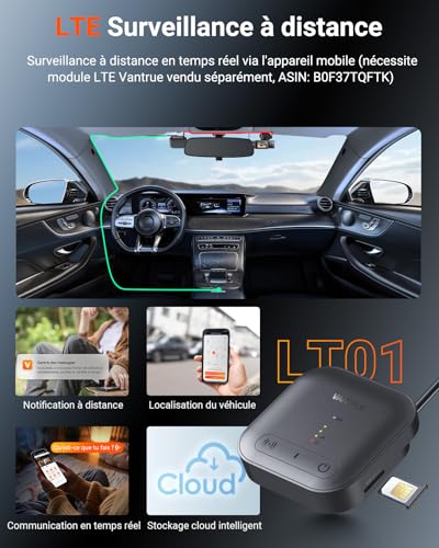 VANTRUE N4S Triple STARVIS 2 Car Dashcam 2.7K+2.5K+2.5K Front and Rear, 5GHz WiFi Infrared GPS Camera, 3 Canuax HDR 360°, French Voice Control, 15s Pre-Recording, Max 1TB