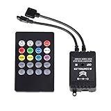 Music Controller, Adecorty 20 Keys Music IR Remote Sound Sense Controller for 5050 3528 5630 Flexible Color Changing RGB LED Strip Lights, Tape Lights, Rope Lights