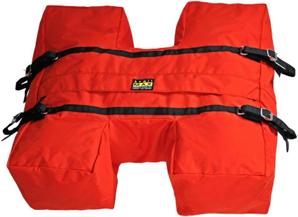 TrailMax Top-Pack for Sawbuck Or Decker Pack Saddle, Horse and Mule Packing H-Style, High Volume Pack Bag Featuring PVC Coated Poly Shell for Resistance from The Elements, in Brown Green and Orange