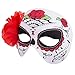 Veil Entertainment Day of The Dead Rose & Webs Half Mask, White Red, One Size