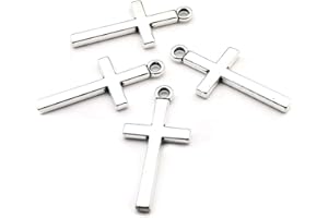 WOCRAFT 100pcs 13x27mm Silver Small Cross Charms Pendants Beads for Jewelry Making Crafting Findings Accessory for DIY Necklace Bracelet (7916)