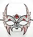 New Wolverine Men's Mask Laser Cut Venetian Halloween Masquerade Mask Costume Extravagant Inspire Design - Black w/ Red Rhinestones & Glitter