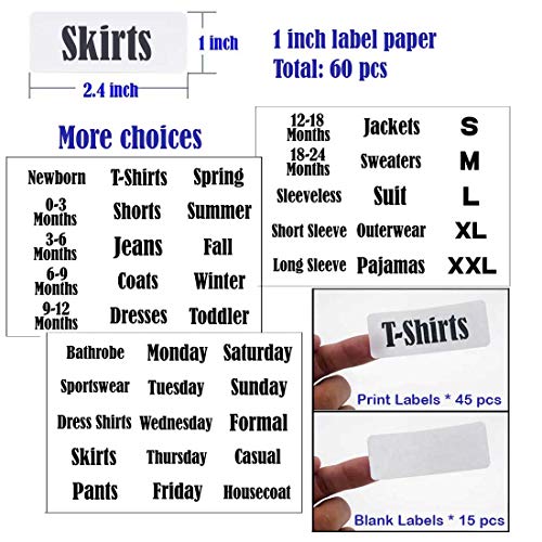 TraGoods 10 Pack White Clothing Rack Size Dividers Plus 60 Labels (1