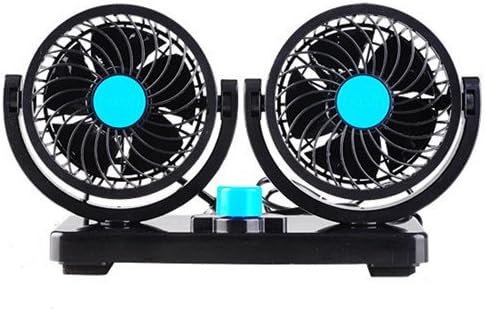 TenYua Adjustment 360 Rotating Dual Head Car Auto Cooling Air Fan-Powerful Quiet 2 Speed Rotatable 12V Dashboard Electric Fan Summer Cooling Air Circulator