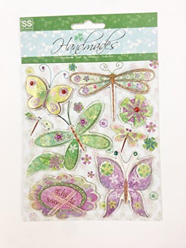 Luxury 3D Card Embellishments Topper and Die Cut Packs, with Foil, Glitter and Diamante Accents (ET1 โ Butterflies & Dragonflies)