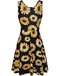 Aphratti Vestido sin mangas para mujer, de verano, floral, informal, con tirantes