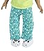Fibre Craft The Springfield Collection Pajama Outfit, Green Top, Dot Pants, Slippers and Ribbon