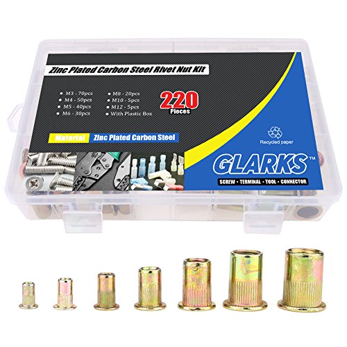 Glarks 220-Pieces Mixed Zinc Plated Carbon Steel Rivet Nut Kit Threaded Insert Nutsert - 7 Size M3 / - //medicalbooks.filipinodoctors.org