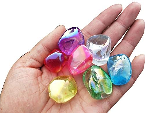 Aura Titanium Coated Crystal Points Quartz Polished Stone Spikes Point Beads (Seven Color, 100 g)