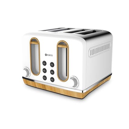 Koryo Stainless Steel 4 Slice Pop Up Toaster, 1lb(White, Kpt4105bss)