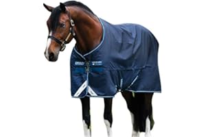 CHEJI HORSEWEAR Ireland Amigo Bravo 12 Original Lightweight Waterproof Breathable Horse Turnout Blanket (0g Fill), Navy/Navy, 84
