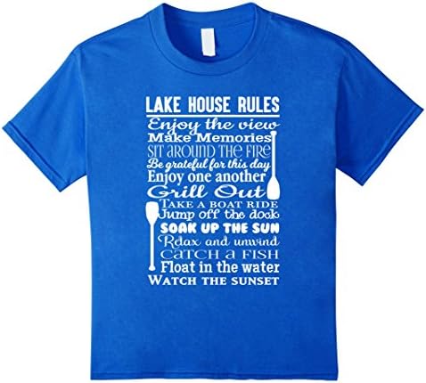 Kids Funny Lake House Rules T-Shirt for Outdoor Boat Camp Grill 4 Royal Blue