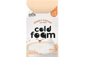 YULU FOODS Sweet Cream Instant Cold Foam Sticks (12 Servings, 8.47 oz) | Non-Dairy Vanilla Cold Foam for Iced Coffee, Tea & Matcha | Caffeine-Free | Whip Café-Style Foam in Seconds