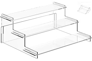 3-Tier Clear Acrylic Display Stand & Riser - Space-Saving Organizer for Perfume Cologne Makeup, Easy Assembly (3cs)