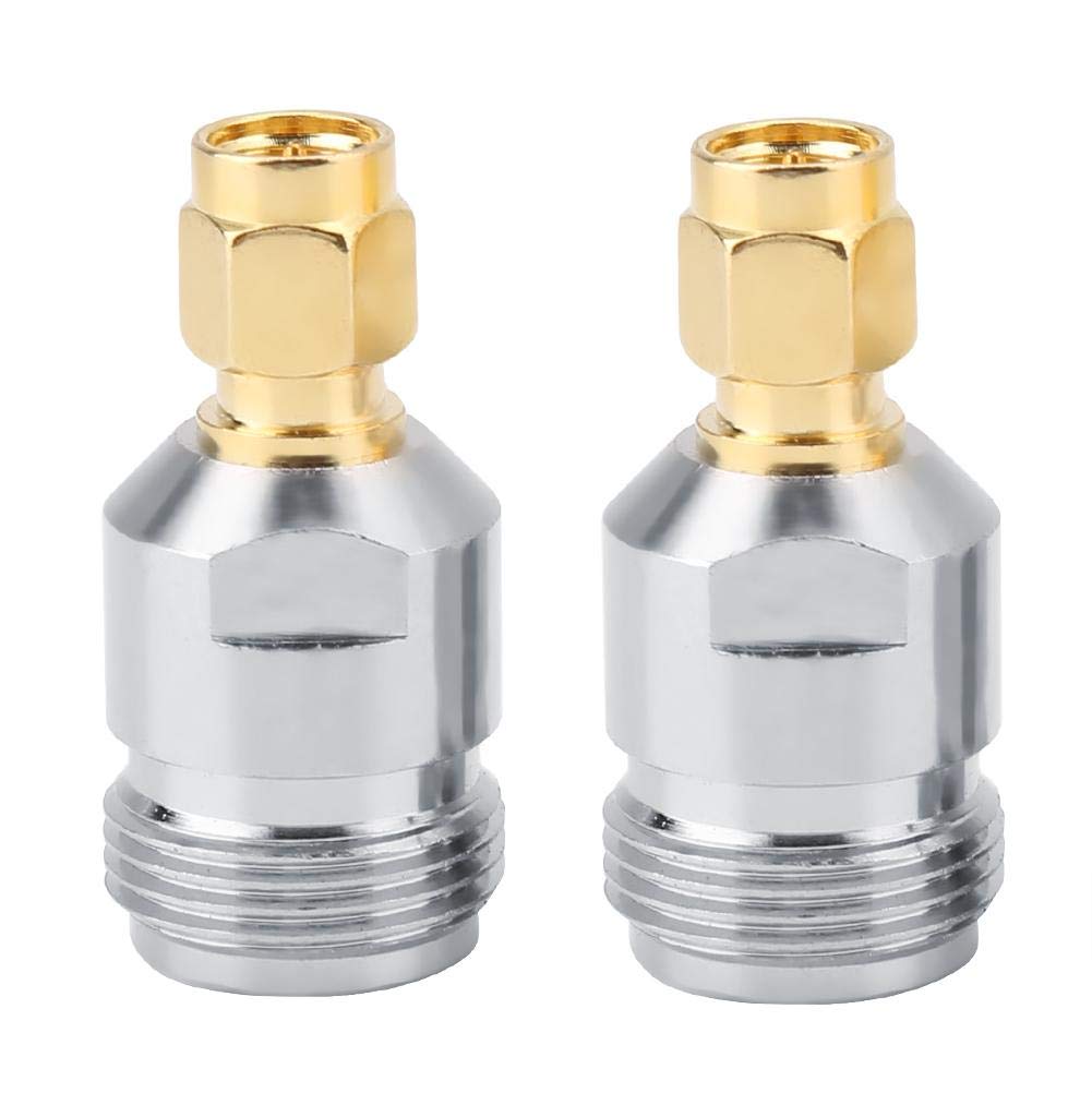Walfront Gold-plated RF Coaxial Connector Adapter N Female to SMA Male 2-Pack Connector Adapter for Coaxial Cables Precision-Machined for Optimal Signal Performance