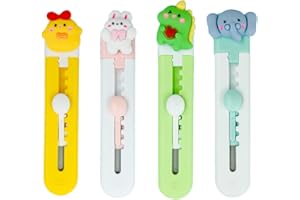 LOPURO Cute Box Cutter, 4Pcs Retractable Mini Art Cutter,Cloud Fruits Animal Pattern Kawaii Utility Knife Portable Letter Opener for Cutting Envelopes Paper Bags Express Unpacking Cutting DIY Crafts