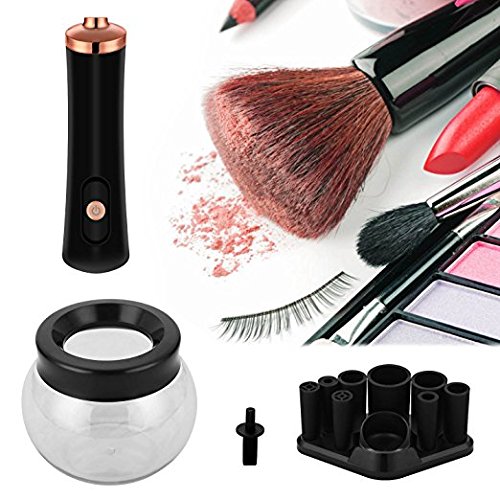 Makeup Brush Cleaner and Dryer Machine Upgraded, Cleans and Dries Makeup Brushes in Seconds 360 Rotation with 8 Rubber Holders, Suit for All size Makeup Brushe
