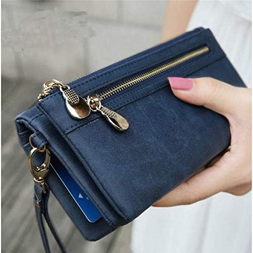Womens Fashion Leather Clutch Zipper Wallet Long PU Card Holder Purse Handbag (Rose)