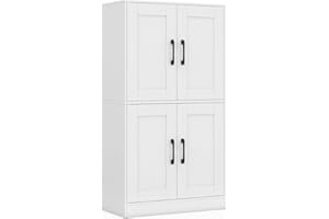 Giantex Bathroom Cabinet, 43.5” Storage Cabinet with Doors & Adjustable Shelves, Kitchen Pantry, Storage Organizer for Living