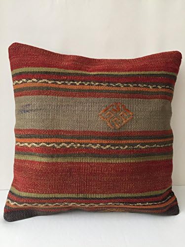 Kilim Pillow 16'' x 16'' Anatolian Turkish Cushion Cover (40cm x 40cm), sofa pillow, couch pillow, embroidered, handmade, kilim rug,