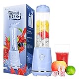MYONAZ Portable Blender 120V Electric Power Mixer with Travel Sport Bottle & Lid 600ML Blender for Smoothies and Shakes (Blue)