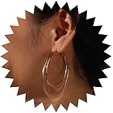 Andelaisi Boho Double Circle Hoop Earrings Large Hoop Earrings Gold Circle Round Hoop Earrings Vintage Exaggerated Circle Statement Earrings Jewelry for Women