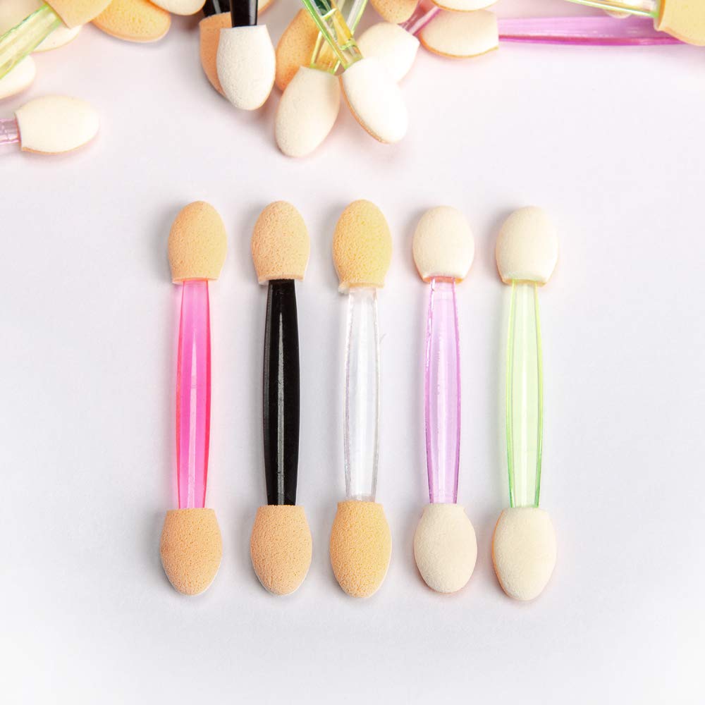 CHSYOO 300 pieces Disposable Double Ended Sponge Eyeshadow Applicator Dual Sided Eye Shadow Brushes Makeup Tools