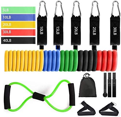 UMBRANDED Resistance Bands Fitness Band Updated resistance band set (11 pieces), expander fitness for home fitness, strength training and yoga. + 5 gymnastics bands, 1 fitness cross tube