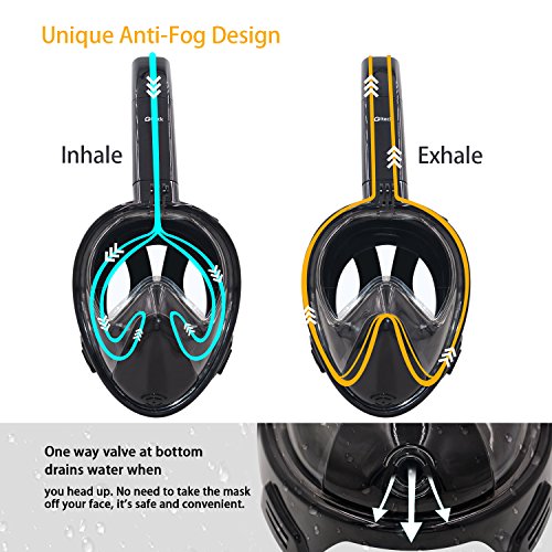 WAMTHUS Snorkel Mask Full Face Easybreath The Seaview 180 Degree Snorkeling Mask for GoPro/Free Easy Breath Anti-Leak & Anti Fog Scuba Diving Mask for Adults Youth Kids L/XL