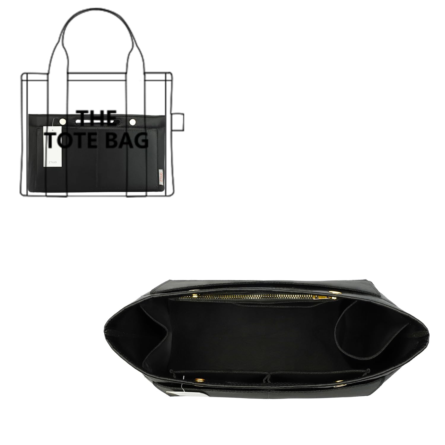 Photo 1 of ZTUJO Purse Organizer Insert For Handbag & Tote Shaper,Tote Bag Organizer Insert For Speedy Neverful, 6 Sizes (Large,Silky Black)