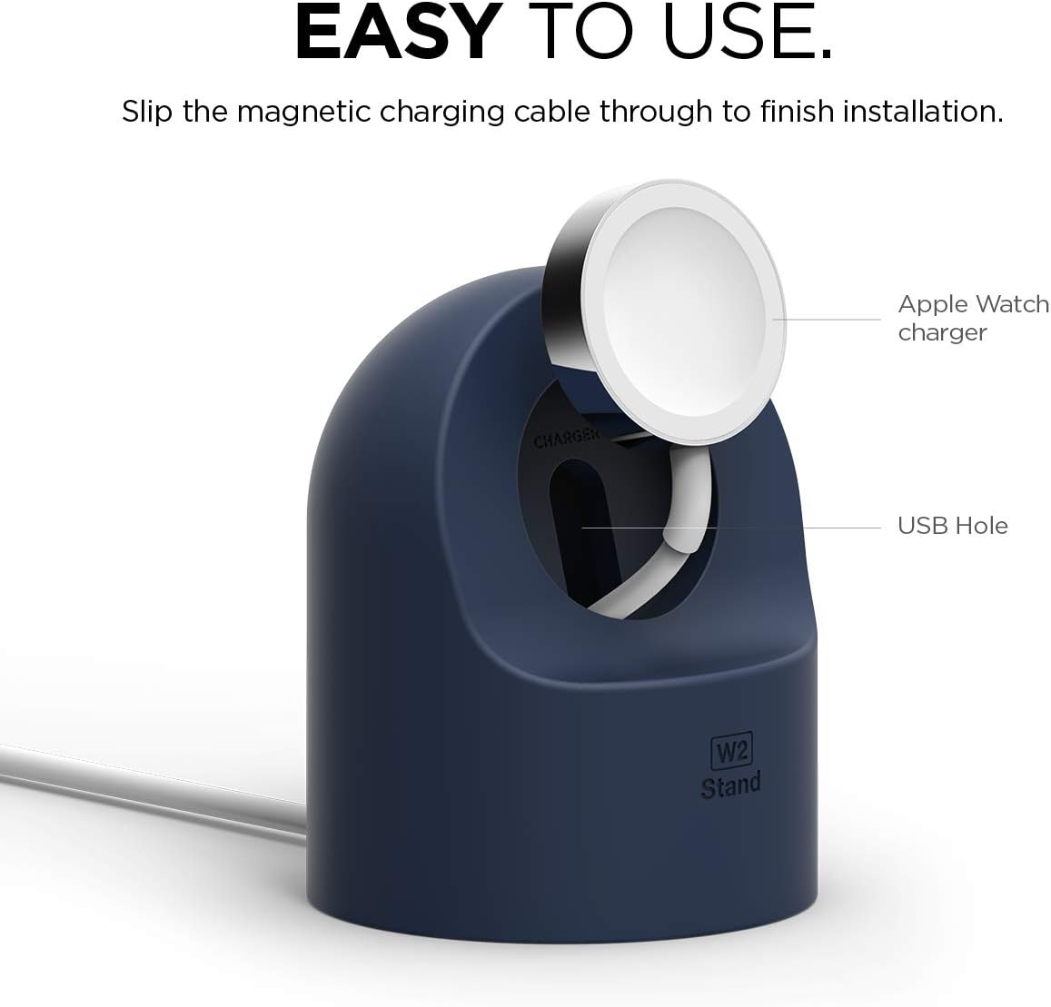 elago W2 Charger Stand Compatible with Apple Watch Series Ultra3/Ultra2/Ultra,11/10/9/8/7/6/5/4/3/2/1,SE3/SE2/SE (49/46/45/44/42/41/40/38 mm) - Image 4