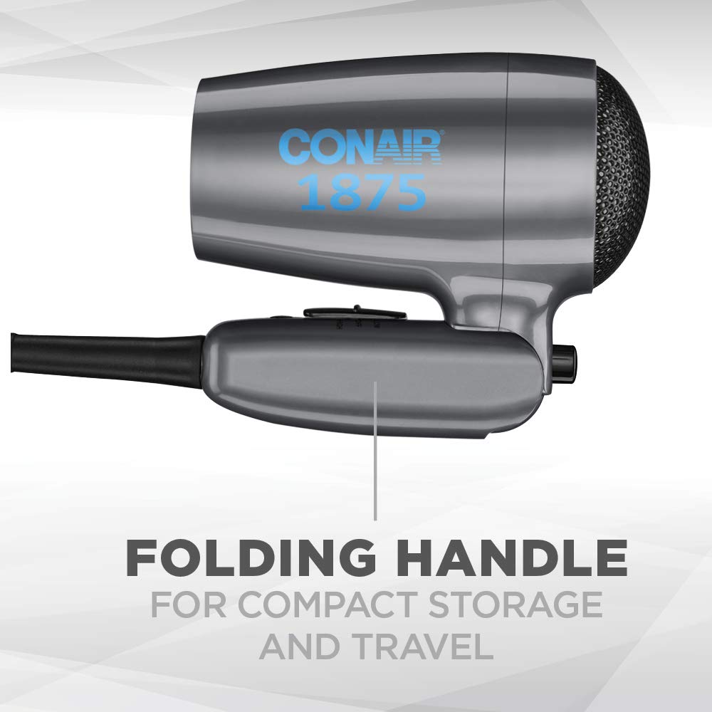 Conair 1875 Watt Compact Folding Handle Hair Dryer, Travel Hair Dryer: Beauty
