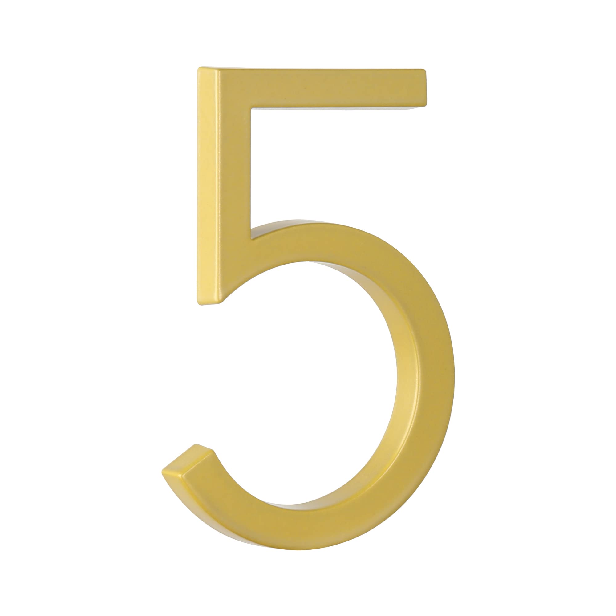 HASWARE 5" Floating House Number for Outside, Zinc Alloy Modern Outdoor Address Sign for Yard Street and Mailbox, Address Numbers and Letters for House (5, Golden)