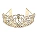 PIXNOR Wedding Bridal Tiara with Comb Rhinestone Crystal Bridal Wedding Tiara Headband (Gold)
