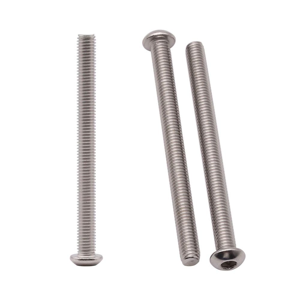 1/4-20 x 2" Hex Socket Button Head Cap Screws Bolts 50 PCS, Allen Socket Drive, 304 Stainless Steel 18-8, Bright Finish, Full Machine UNC Threads