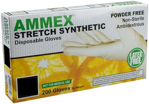 AMMEX - SSP42100-BX - Stretched Poly Gloves - Disposable, Industrial, Food Safe, 1 mil, Small, White (Box of 200)