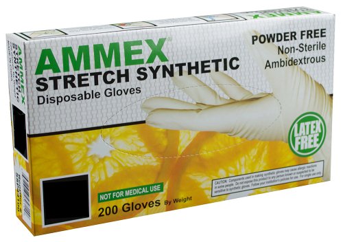 AMMEX - SSP42100-BX - Stretched Poly Gloves - Disposable, Industrial, Food Safe, 1 mil, Small, White (Box of 200)