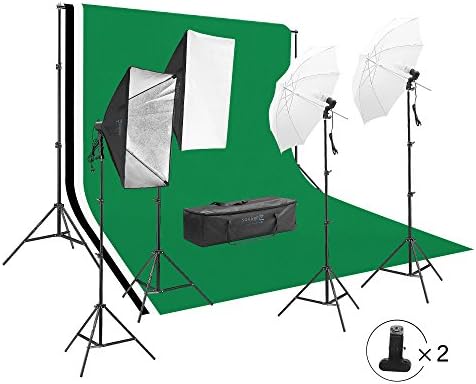 Square Perfect Photography Studio LED Lighting and Background Kit Four Backdrops