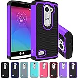 LG Leon Case, LG Tribute 2 Case, LK [Shock-Absorption] Hybrid Dual Layer Armor Defender Protective Case Cover for LG Leon / LG Tribute 2 (Purple)
