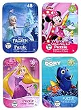 4 Collectible Puzzles Tins for Girls Ages 5+ 6+ Disney Princess Rapunzel Frozen Minnie Mouse Finding Dory Nemo Gift Set Bundle