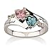 Promise Ring Engraved Ring Sterling Silver Simulated Birthstone Ring Heart Ring with Stones Couples Ring Split Band Ring