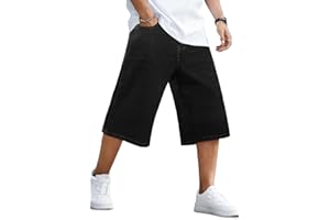 GINGTTO Mens Baggy Jean Shorts Loose Fit Long Denim Shorts Below Knee 15 Inch Inseam