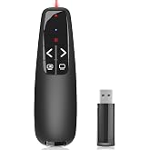 Presentation Clicker for PowerPoint, Wireless Presenter Remote with Laser | Ergonomic PowerPoint Remote Clicker with Red Laser Pointer for Computer Laptop/Windows/Mac/PPT/Google Slides Advancer